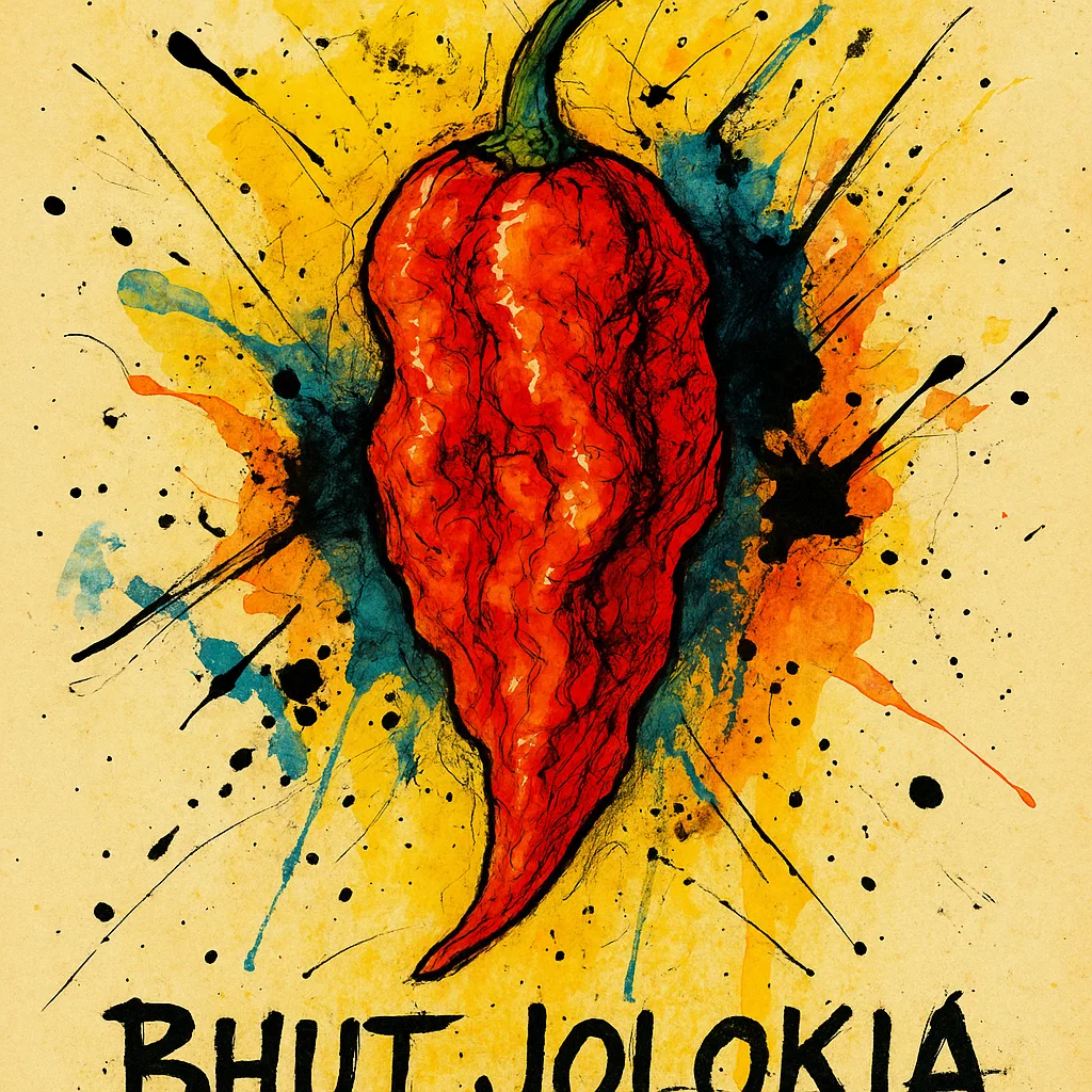 Bhut Jolokia (Ghost Pepper) seed packet artwork